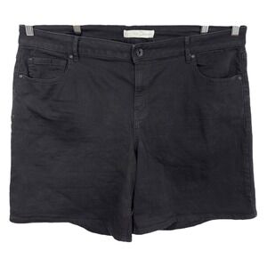 Cato Plus Size 20W‎ Denim Shorts Black Solid High Rise Casual 8 Inch Stretch 503